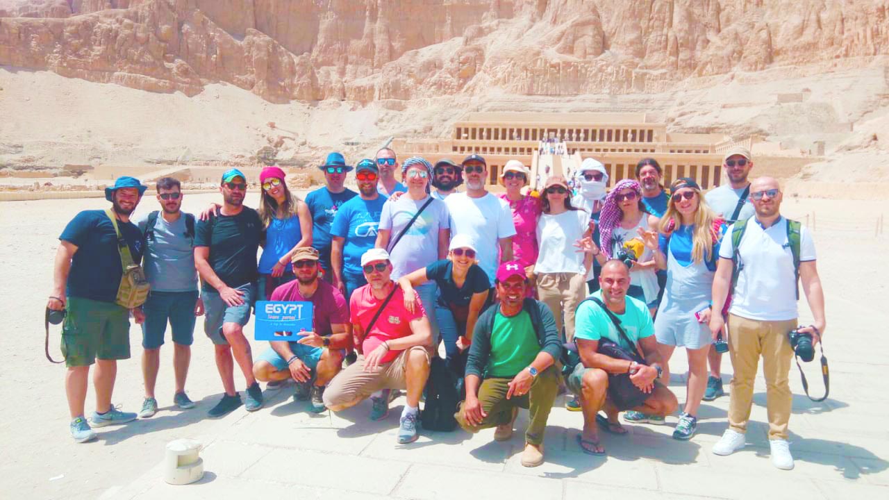 Customers of Egypt Tours Portal at Queen Hatshepsut Temple