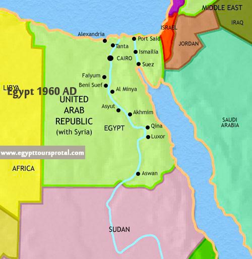 Egypt Map 1960 AD Egypt Map 1960 AD - Egypt Tours Portal