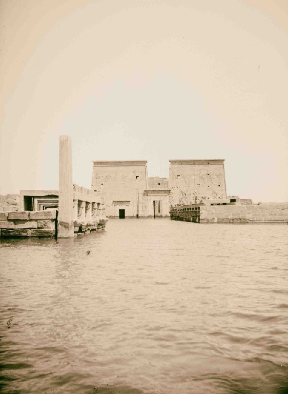 Philae flooded by the Aswan Low Dam - Philae Temple Relocation - Egypt Tours Portal