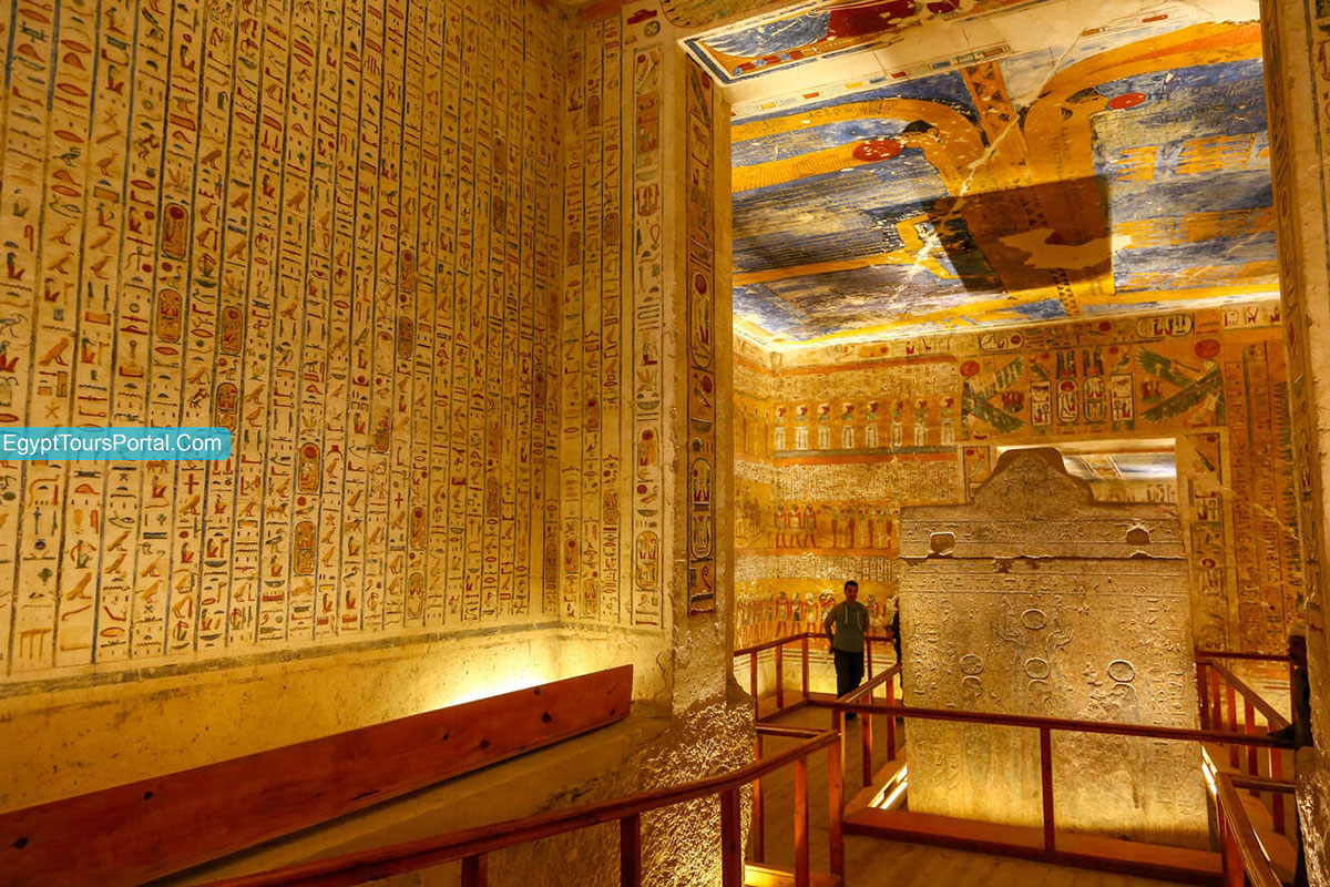 Hieroglyphics Inside the Tomb of Ramses IV  - Egypt Tours Portal