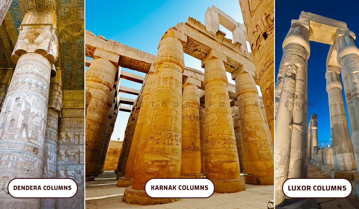 Columns of Karnak Temple, Dendara Temple & Luxor Temple - Ancient Egyptian Architecture - Egypt Tours Portal