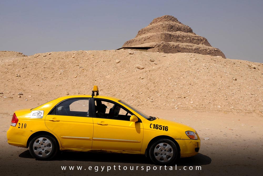 Taxi at Saqqara Pyramid - How to Enjoy Egypt as a Solo Traveler - Egypt Tours Portal