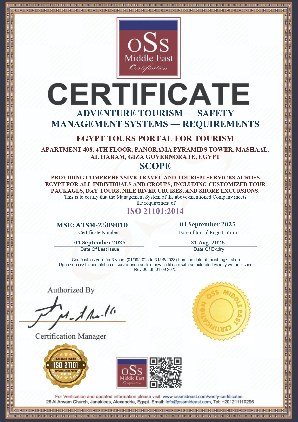 Egypt Tours Portal Earns ISO 21101 Certification for Adventure Tourism Safety - Egypt Tours Portal