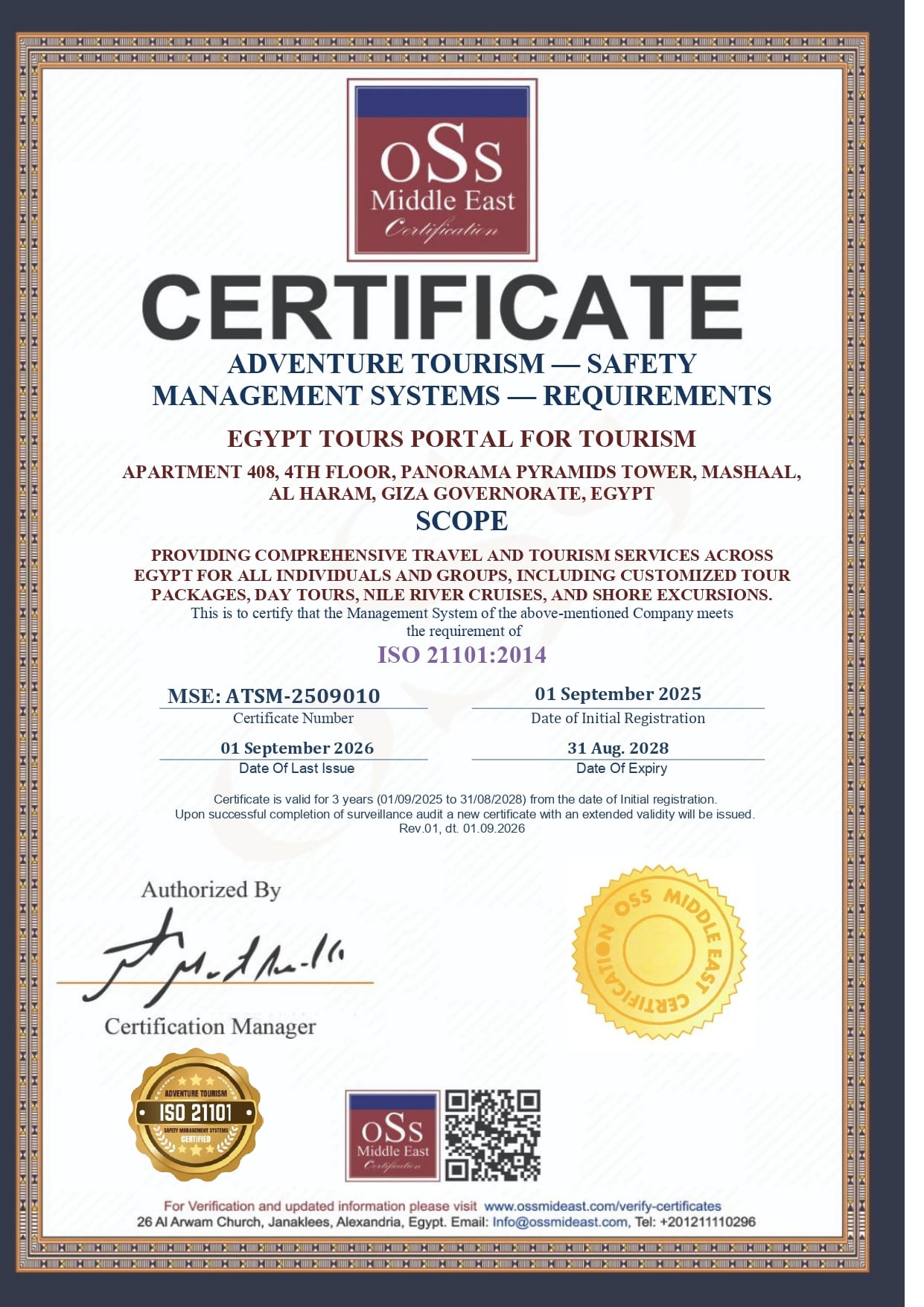 Egypt Tours Portal Earns ISO 21101 Certification for Adventure Tourism Safety - Egypt Tours Portal